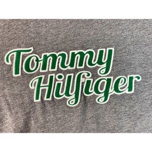 Tommy Hilfiger Womens T Shirt Small Gray Long Sleeve Big Embroidered Logo